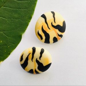 Tiger Stripe Circular Stud Earrings